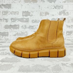 NEW BP. Nya Tan Faux Suede Brown Cottagecore Lug Sole Chelsea Boots F674